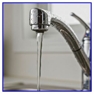 Stainless steel kitchen faucet.