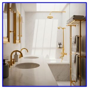 Brass bathroom fixtures.