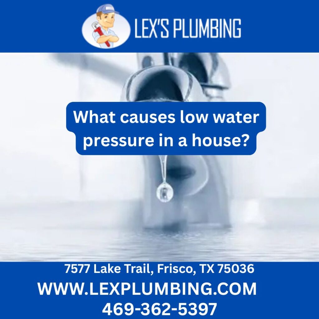 What causes low water pressure in a house?