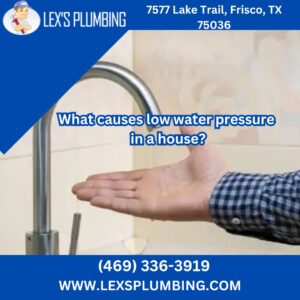 What causes low water pressure in a house?